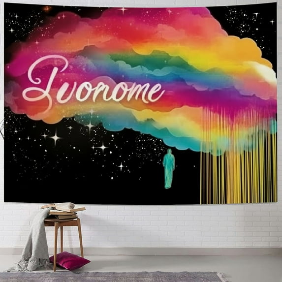 Creowell Kawaii Rainbow Clouds Tapestry for Teen Girls Bedroom Aesthetic, Colorful Pink Boho Retro 70s Tapestry Wall Hanging,Tapestries Poster Blanket College Dorm Decor 60x50inch