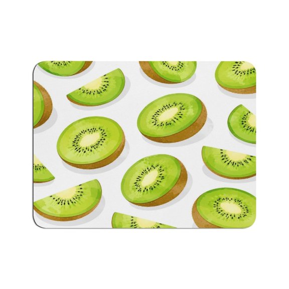Creowell  Kiwi Slice Realistic Pattern Mouse Pad, Square Smooth Surface Desk Mat, Stitched Edge for Office, Laptop, Computer, Home,