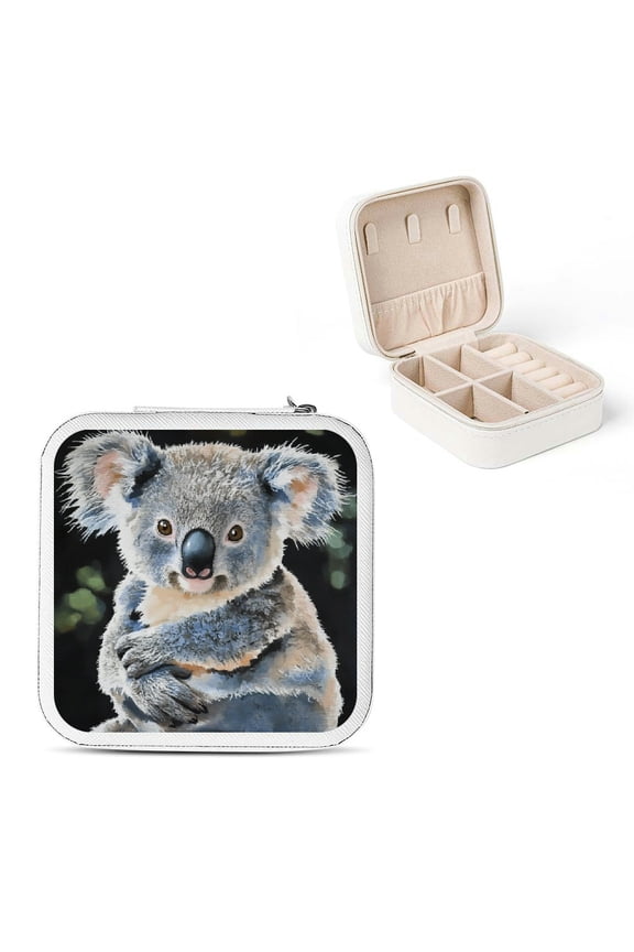 Koala Mini Jewelry Case Organizer for Women, Compact Travel Size Necklace Ring Earring Storage Box White