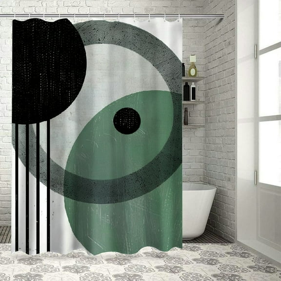 Creowell LIGHTINHOME Abstract Mid Century Shower Curtain Boho Arch Geometric Minimalist Simple Art Modern Neutral Cloth Fabric Waterproof Polyester Bathroom Home Decor Set with Hooks 36x72