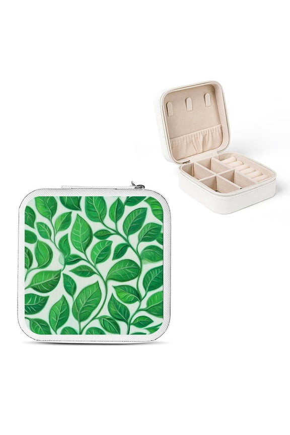 Leaf Pattern Jewelry Box for Necklaces Rings Earrings Gifts White