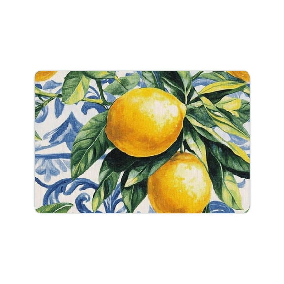 Creowell Lemons Leaves Diatom Mud Bath Mat Non-Slip Quick Drying 24x16in