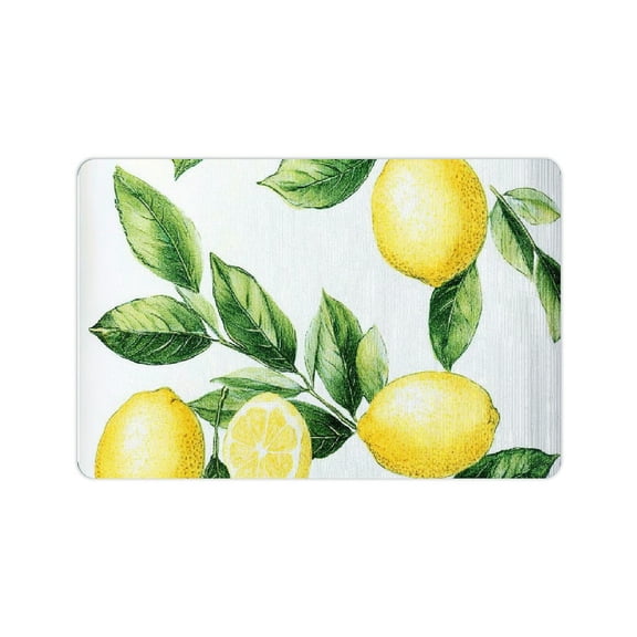 Creowell Lemons Leaves Diatom Mud Bath Mat Non-Slip Quick Drying 24x16in
