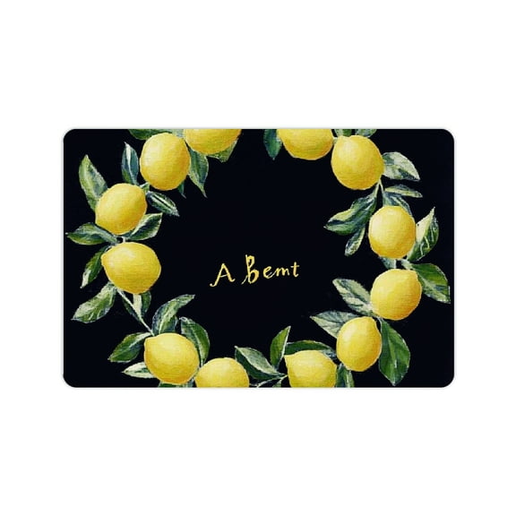 Creowell Lemons Wreath Diatom Mud Bath Mat Eco-Friendly Quick Dry 24x16in