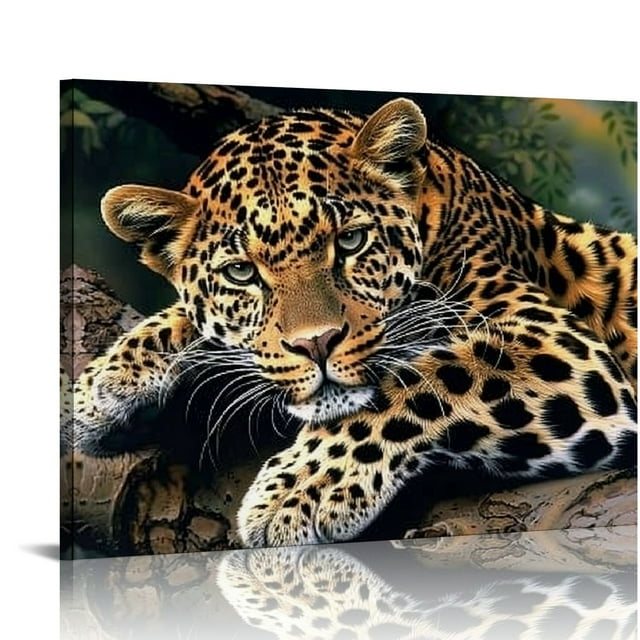 Creowell Leopard Pictures Canvas Wall Art Animal Prints Printing Home Office Decor 20x16in