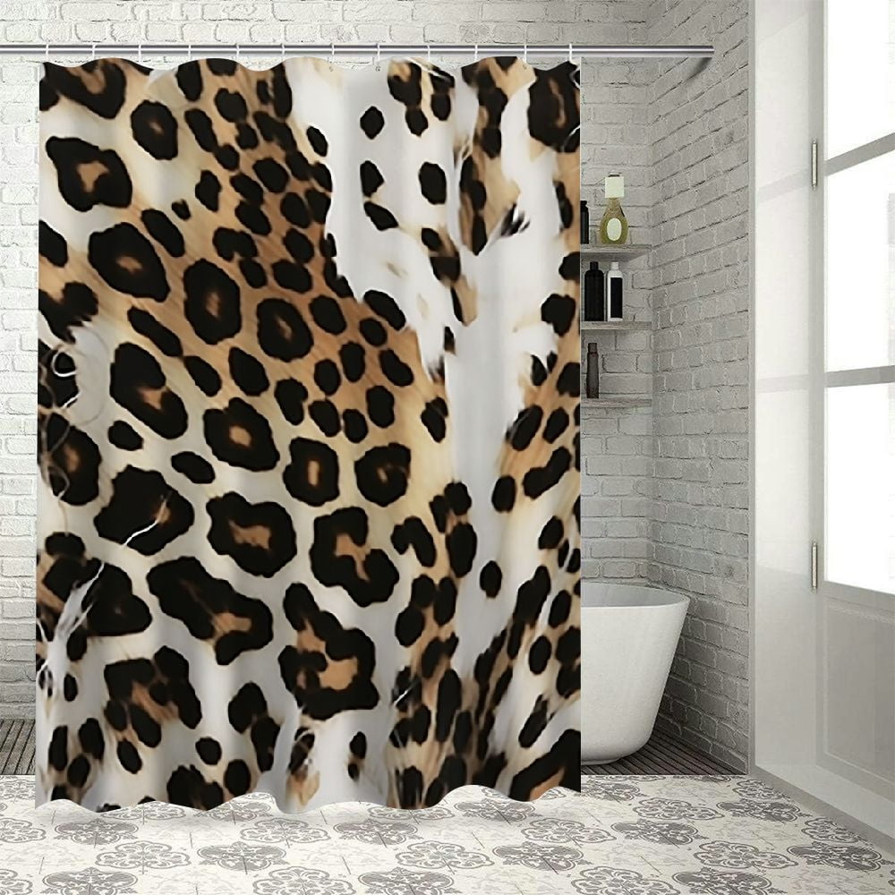 Creowell Leopard Print Modern Waterproof Shower Curtain Set for Country ...