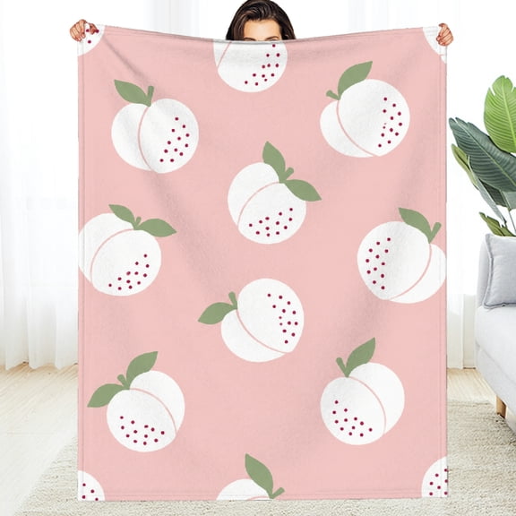 Creowell  Lightweight Durable Warm Cozy Throw Blanket, Minimal Peach Ditsy Pattern Soft Fluffy Flannel Blanket for Sofa Couch Bed - All-Season Comfort Air Conditioning .
