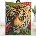 thumbnail image 1 of Creowell Lightweight Flannel Blanket Tiger Roses Multifunctional All Season 30*40in, 1 of 7