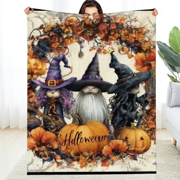 Creowell Lightweight Wreath Witches Halloween Fuzzy Blanket - Soft Cozy Multi-Purpose for All Seasons 50*60in