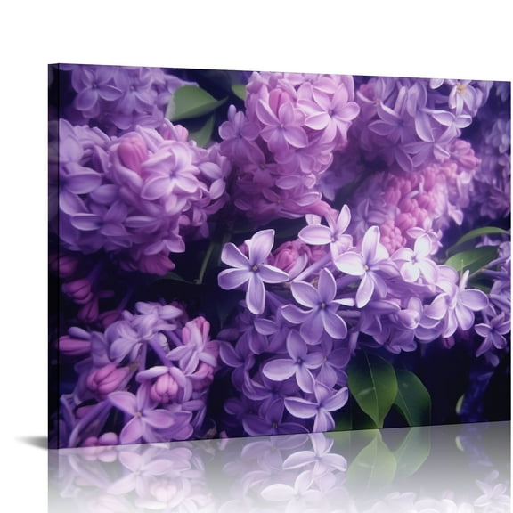 Creowell - Lilac Wall Art Decor Blooming Purple Flowers Canvas Pictures Artwork Painting Prints for Home Living Dining Room Kitchen 20x16 in/16x12 in