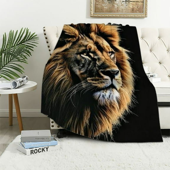 Creowell   Lion Blanket Animal Print Soft Warm Throw for Couch Sofa Bed, Black White