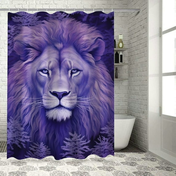 Creowell Lion Shower Curtain Fabric Bathroom Decor Set with Hooks Polyester Waterproof Shower Curtain Set for Bathroom Decoration 36x72