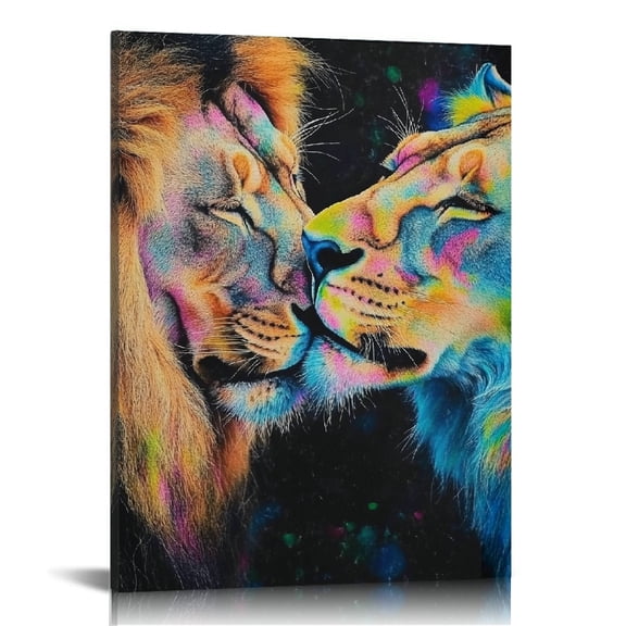 Creowell Lions Wall Decor Canvas Art for Home Living Room Office 12x16in