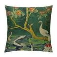 Creowell Lotus Floral Gardens Duck Chinoiserie Style Pillow Case Green