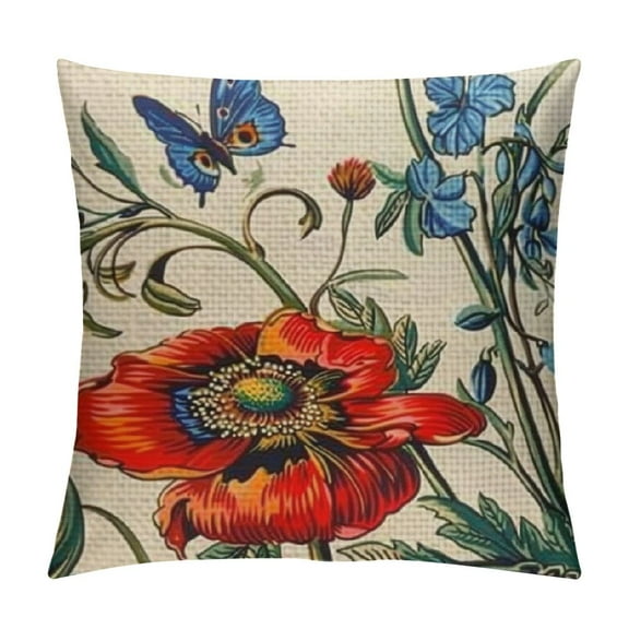 Creowell  Lumbar Throw Pillow Covers Outdoor Summer Spring Garden Flowers Farmhouse Décor Outside Furniture Bench Decorative Cushion Cases for Patio Sofa Couch Chair Bed 12x12in