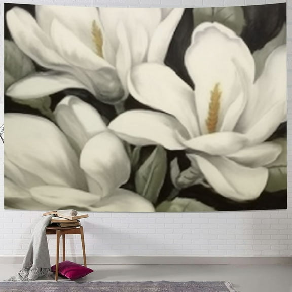 Creowell Magnolia Print Tapestry Wall Hanging Short Plush Lightweight Easy to Hang for Room Decor Dorm 40x30inch