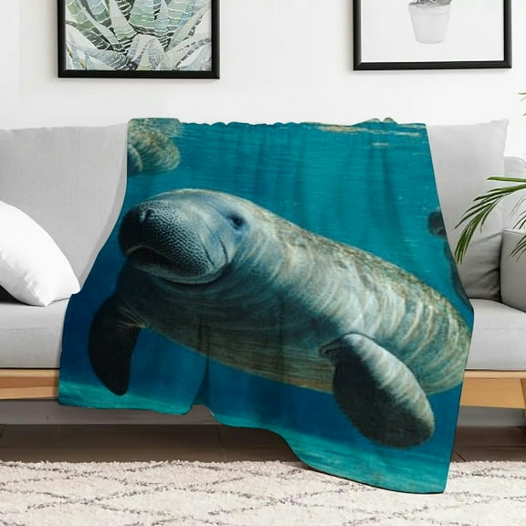 Creowell Manatees Flannel Blanket Soft Warm Multi-Purpose Gift Blanket 30x40in