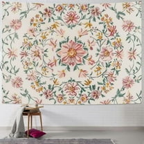 Creowell  Mandala Floral Medallion Tapestry, Sketched Flower Plant Boho Wall Hanging, Bohemian Hippie Tapestries for Bedroom Living Room Dorm Home Décor Painting