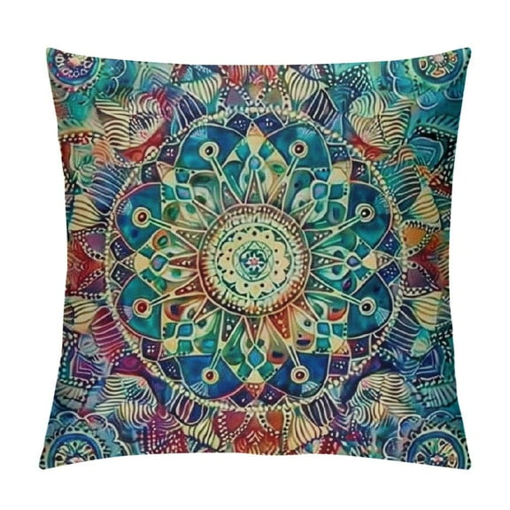 Creowell  Mandala Flower Pillow Cover ,Decorative Couch Pillow Cover for Sofa,Cushion Case Indoor Outdoor Home Decoration