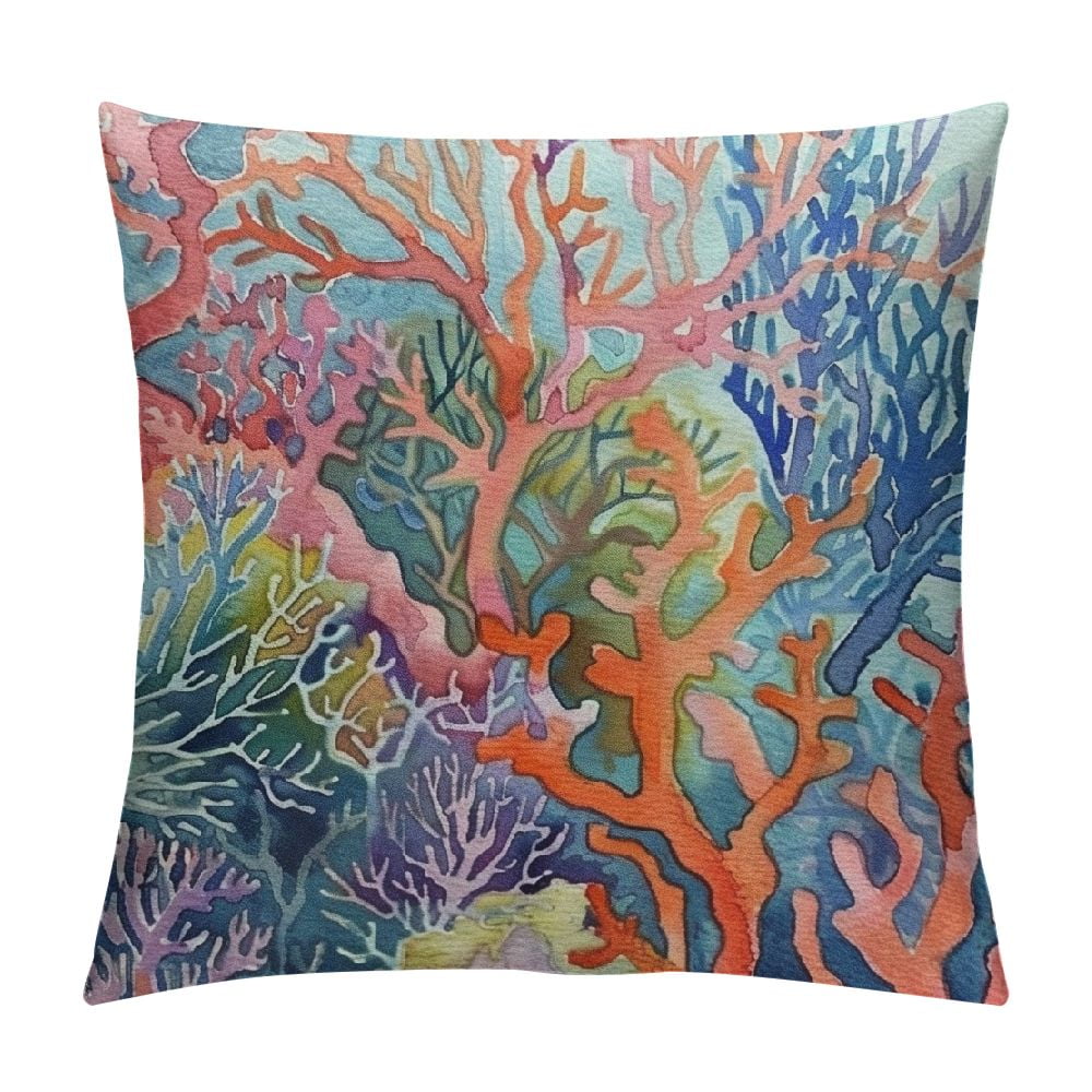 Creowell Marine Sea World Corals Throw Pillow Cover Nature Reef Blue