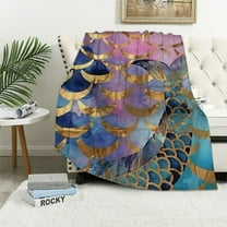 Creowell   Mermaid Fish Scale Blanket, Mermaid Blanket Gifts for Girl Baby Toddler Infant Newborn,Soft Warm Cozy Mermaids Squama Print Throw for Bedroom Living Room Decor for Pet White