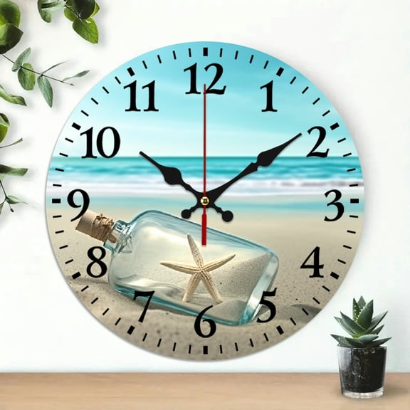 Creowell Message In A Bottle Surrealism Wooden Wall Clock 10 Inch 10x10in