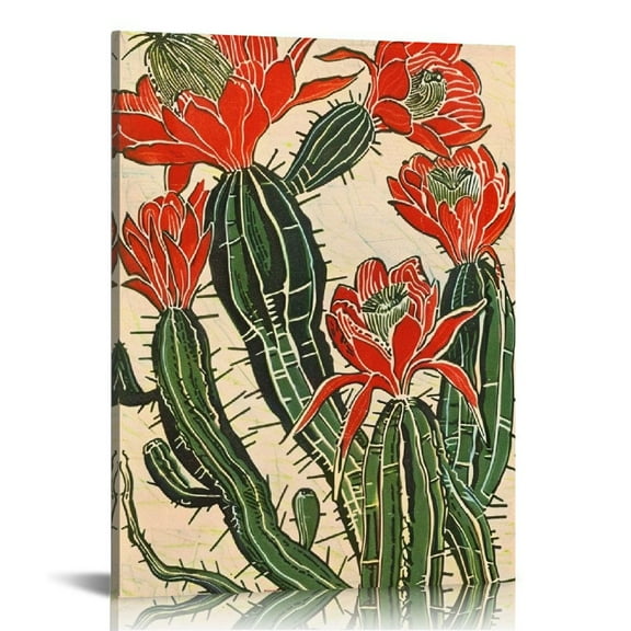 Creowell  Mexican Cactus Canvas Wall Art, Vintage Southwestern Botanical Succulent Pictures Poster, El Maestro Rustic Retro Cactus Artwork Prints Painting Decor for Bedroom 12x16 in