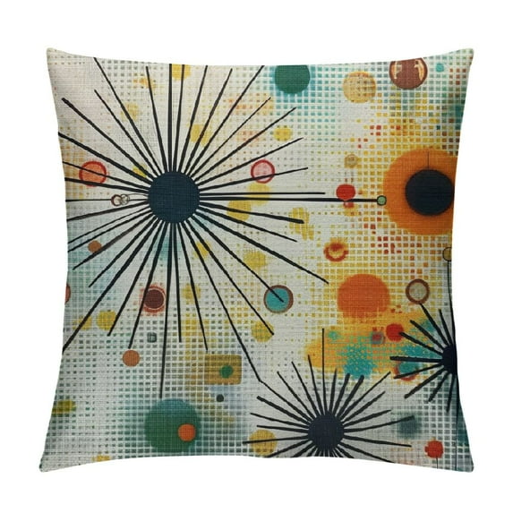 Creowell  Mid Century Modern Atomic Stars Throw Pillow Cover Repeat Artistic Creative Colorful Dot Shape Pillow Case Decorative Men Women Boy Girl Room Cushion Cover for Home Couch Bed
