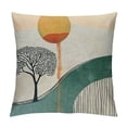 thumbnail image 1 of Creowell  Mid Century Modern Boho Throw Pillow Cushion Cover, Minimalist Abstract Boho Roundy Stripes and Leaf with Sun, Decorative Square Accent Pillow Case, Amber Champagne Dusk, 1 of 5