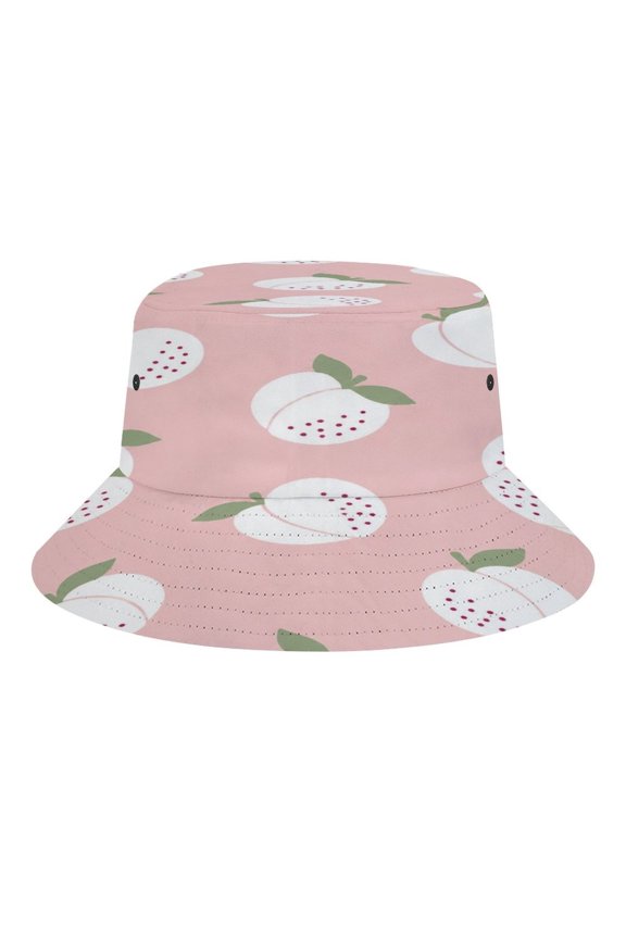 Minimal Peach Ditsy Pattern Bucket Hat, Soft, Printed, Packable Fisherman Sun Hat for Beach Travel Hiking Vacation, Sun Hat for Women Men,