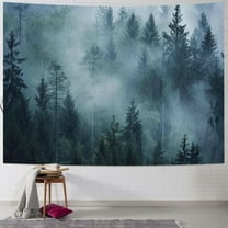 Creowell  Misty Forest Tapestry, Foggy Tree Wall Hanging Small Tapestries Nature Pine Woodland Wall Art for Bedroom Living Room, Multi Size Painting