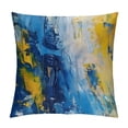 thumbnail image 1 of Creowell  Modern Gold Ocean Deep Teal &amp; Blue Waves Abstract Oil Painting Artwork Throw Pillow Covers Decorate Coastal Beach House Home Living Room, Summer Beach Pillowcase, 1 of 5