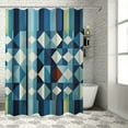 thumbnail image 1 of Creowell Modern Shower Curtain for Bathroom, Geometric Blue and White Bathroom Curtain, Waterproof Fabric Shower Curtain Set with Hooks 60x72, 1 of 7