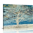 thumbnail image 1 of Creowell Modern Tree Canvas Wall Art Teal Blue and White Pictures Abstract Decor 20x16 in/16x12 in Landscape Oil Painting Artwork with for Living Room Bedroom, 1 of 6