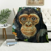 Creowell  Monkey Blanket for Boys Super Soft Warm Monkey Stuff Decor Throw Blanket Plush Cozy Fluffy Monkey Animal Lightweight Flannel Gifts Blankets for Women Girls Kids Adults White