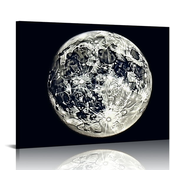 Creowell Moon Clouds Wall Decor Canvas Art Ready To Hang Home Decor 20x16in