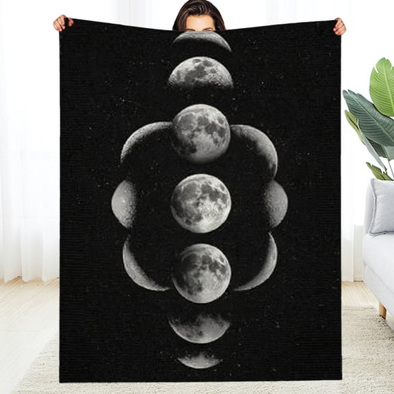 Creowell Moon Phases Cozy Flannel Blanket All-Season Multi-Purpose Gift 40*50in