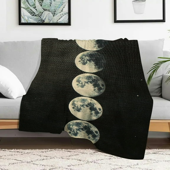 Creowell Moon Phases Space Lightweight Flannel Blanket for All Seasons 40x50in