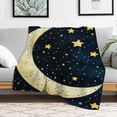 thumbnail image 1 of Creowell Moon Stars Card Flannel Blanket Soft Warm Multi-Purpose 3 Sizes 50x60in, 1 of 7