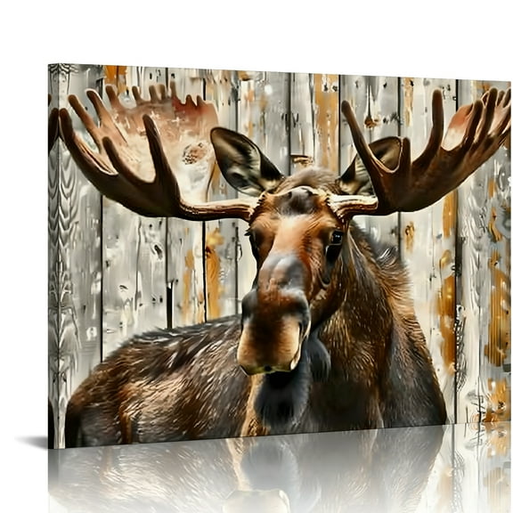 Creowell Moose Antlers Canvas Wall Art Modern Prints Ready To Hang 20x16in