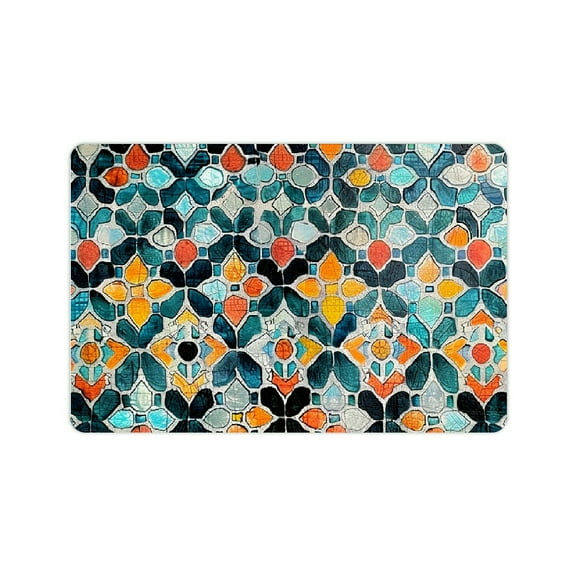 Creowell Mosaic Abstract Illusionism Bath Mat Quick Drying Rubber Backing 24x16in