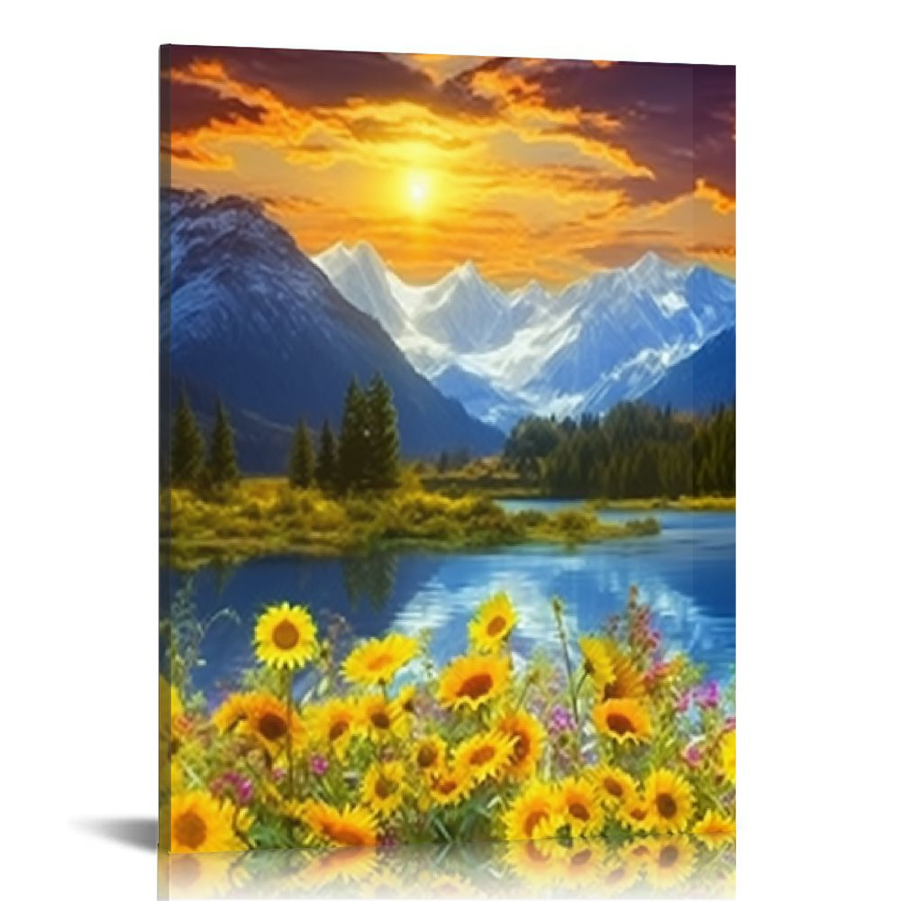 Creowell Mountain Canvas Wall Art for Living Room Nature Landscape ...