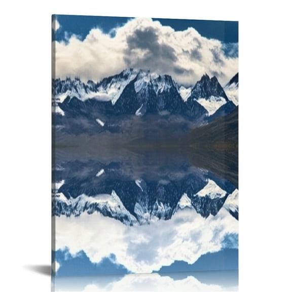 Creowell Mountain Clouds Reflection Wall Art Canvas Prints Home Decor 16x20in