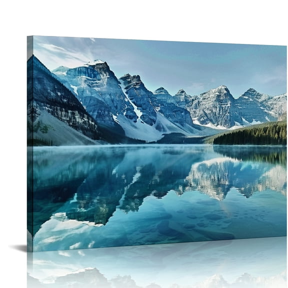Creowell Mountain Lake Reflection Canvas Prints Wall Art Decor 20x16in