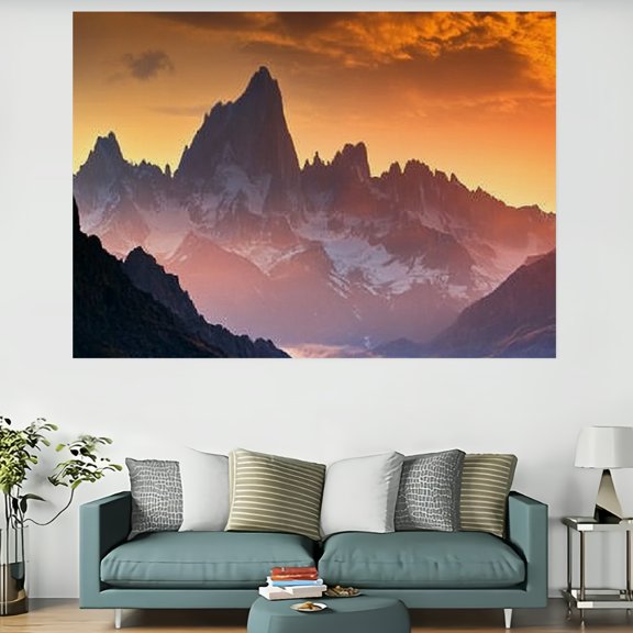 Creowell Mountain Sunset Clouds Wall Hanging Tapestry 100% Polyester 60x40in