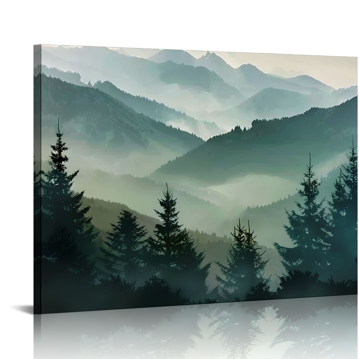 Creowell Mountain Trees Fog Canvas Wall Art Print Home Decor for Living