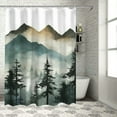 thumbnail image 1 of Creowell Mountain Trees Fog Modern Waterproof Shower Curtain Set for Country Cottage & Farmhouse Bathroom Decor 100% Polyester Fiber with Hooks 36x72, 1 of 7