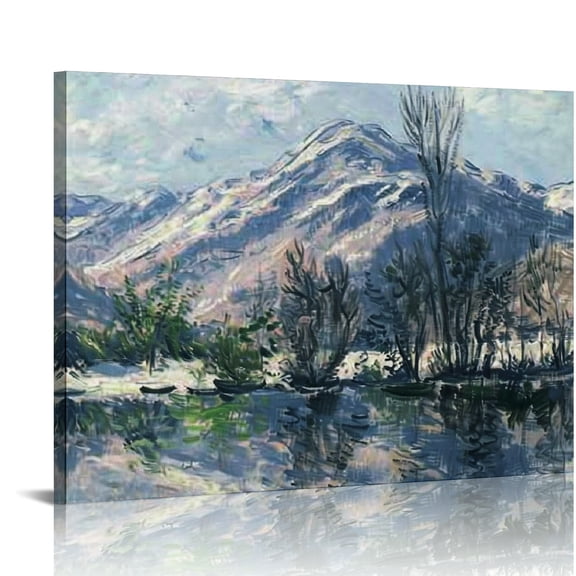 Creowell Mountain Trees Water Art Modern Canvas Prints Wall Decor 16x12in