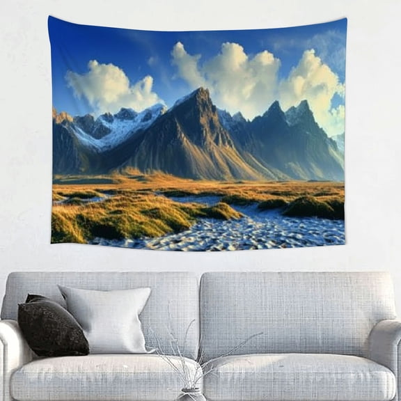 Creowell Mountains Grass Blue Sky Tapestry Wall Art for Home Decor 40x30in