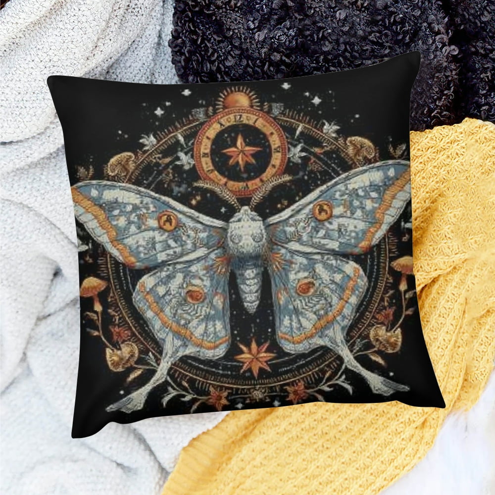 Creowell Mystical Boho Luna Moth Witchy Pillow Covers Witch Witchy
